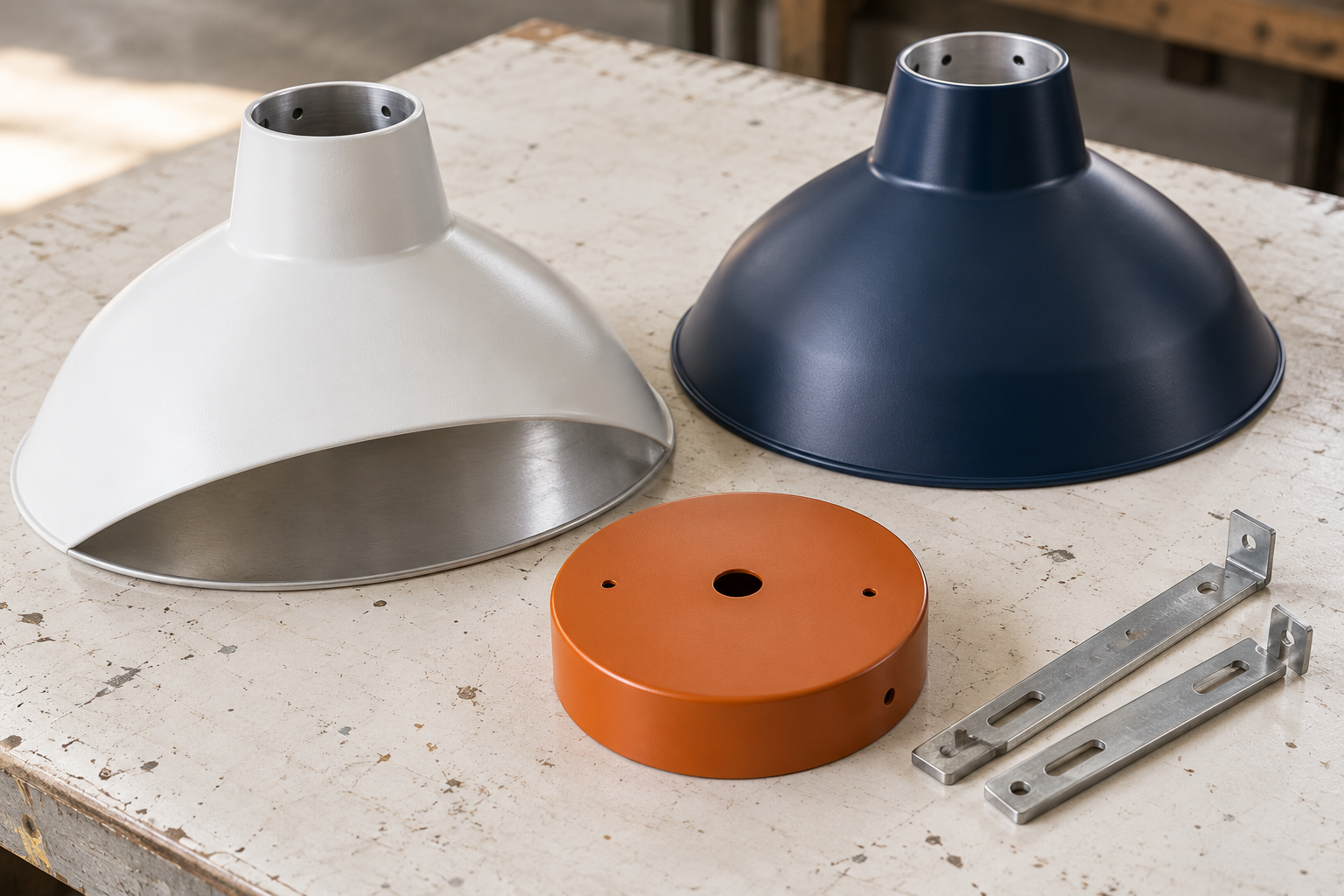 Peças metálicas para iluminação
